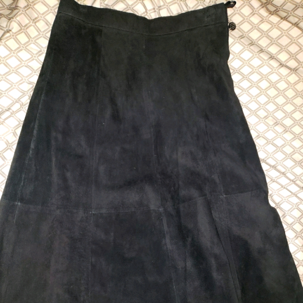 Genuine suede flare skirt